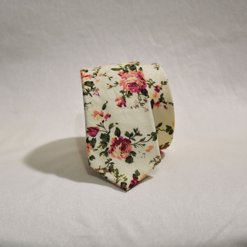 cream floral tie