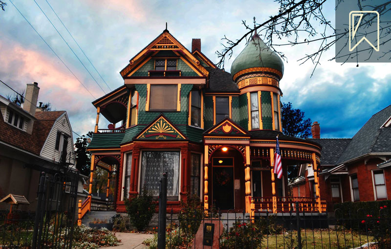 The Andrew J. Warner House at evening