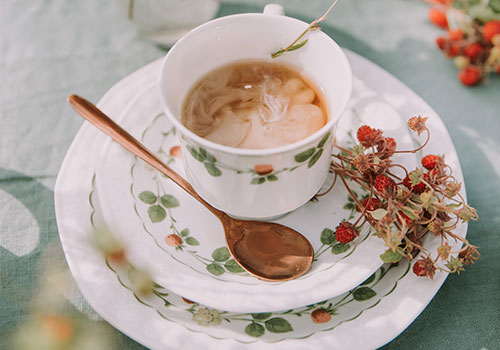 Flower Tea and Plate Set