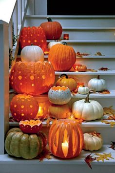 pumpkins on porch