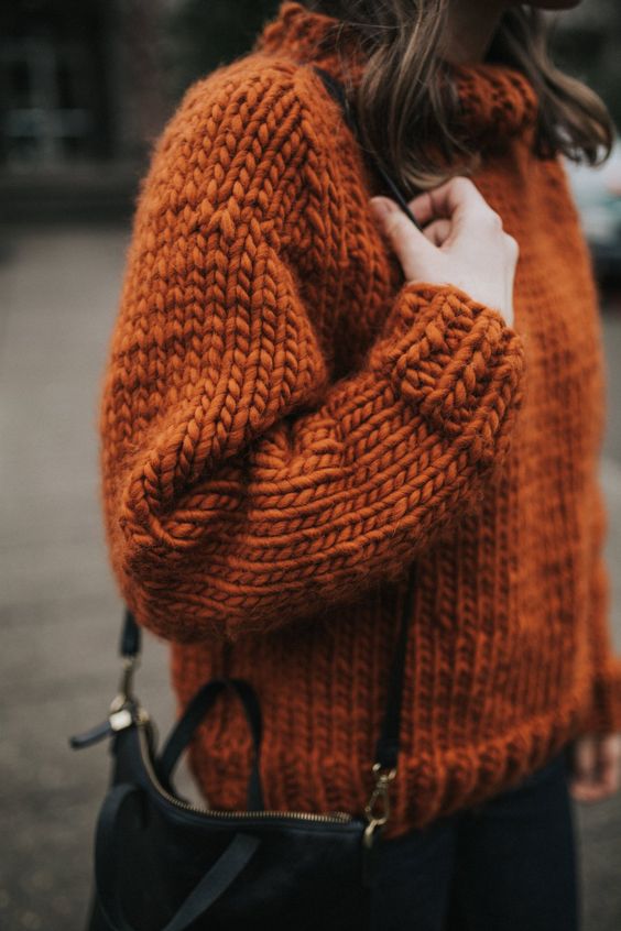 orange sweater